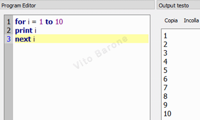 esempio uso for_next