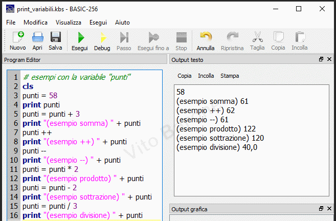 esempio con le variabili