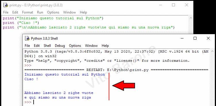 esempio print con righe spezzate